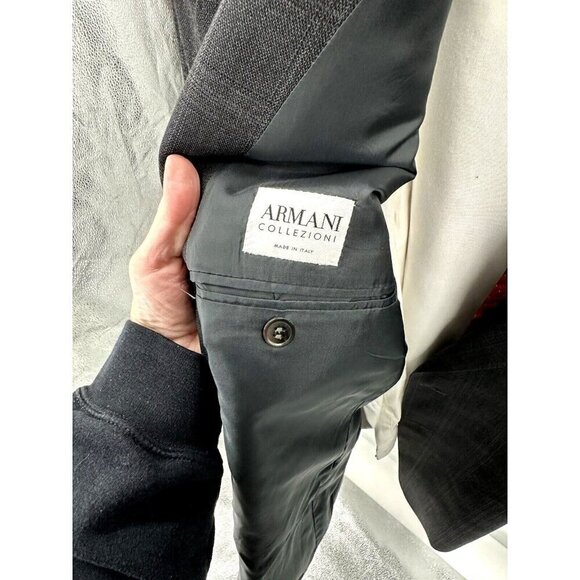 ARMANI COLLEZIONI jacket blazer sport coat 100% wool made in italy gray 48L - Picture 7 of 9